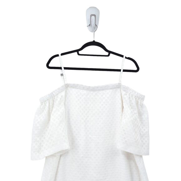 Calvin Klein Women 14 Dress White Cold Off Shoulder Eyelet Polyester - Picture 3 of 9